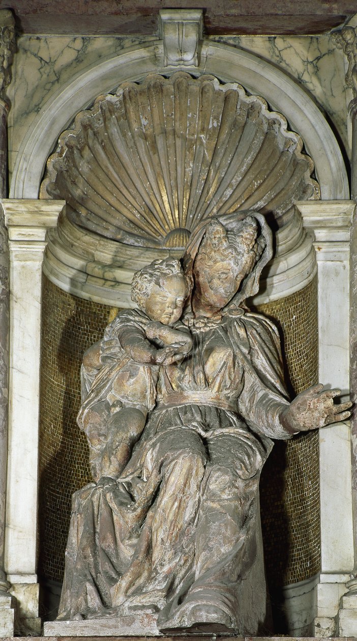 A Szűz és a Gyermek (terrakotta aranyozott és festett alkotó: Jacopo Sansovino