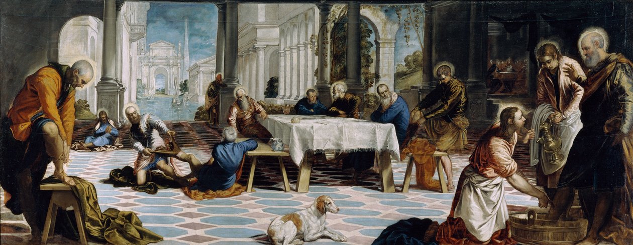 Krisztus megmossa a tanítványok lábát alkotó: Jacopo Tintoretto