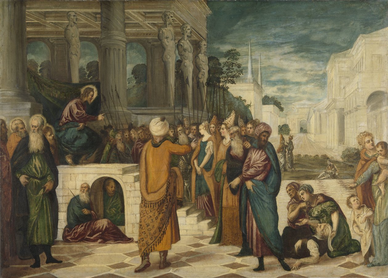 Krisztus a házasságtörő asszonnyal alkotó: Jacopo Tintoretto