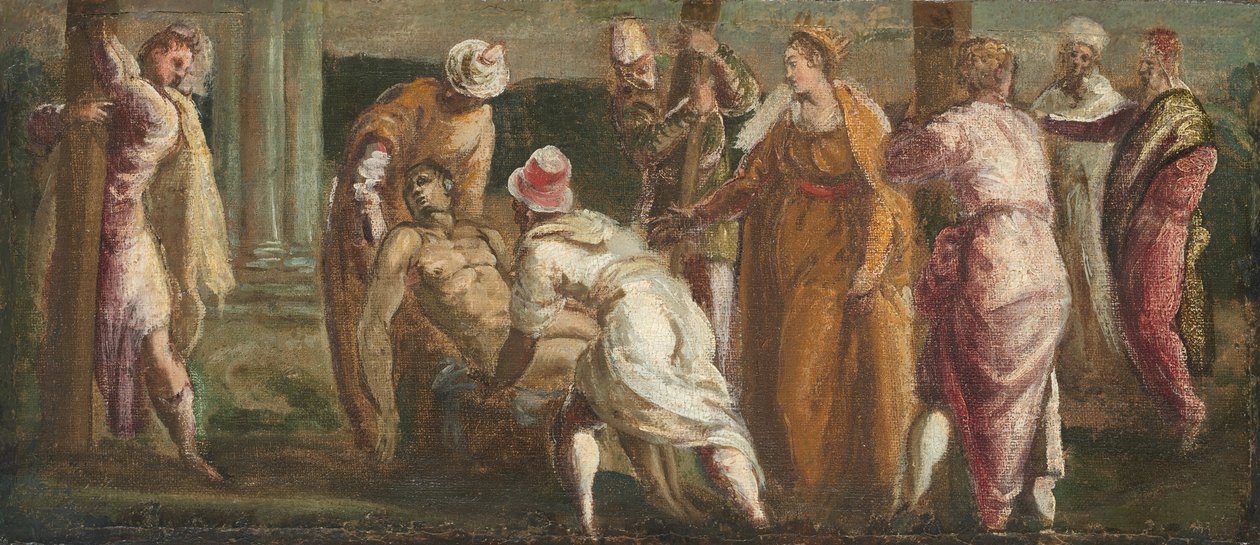 Szent Ilona teszteli az igazi keresztet, c. 1545. alkotó: Jacopo Tintoretto
