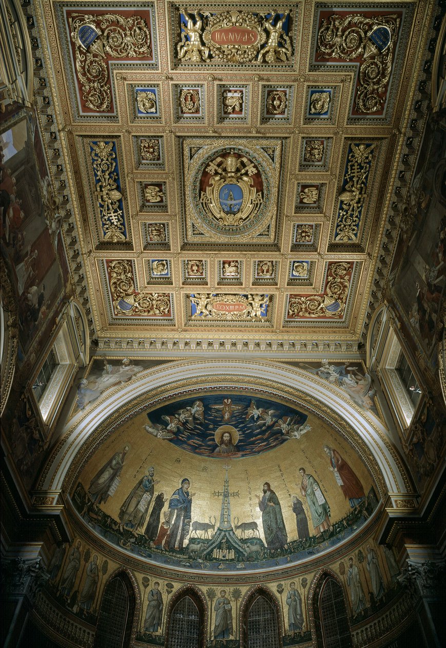 A Szent János-bazilika (San Giovanni in Laterano) apszisának belső képe. Jacopo Torriti (1291-14. század körül) és Jacopo da Camerino (1288-1331 körül) mozaikja, amely Jeruzsálem Celestét képviseli. Róma alkotó: Jacopo Torriti