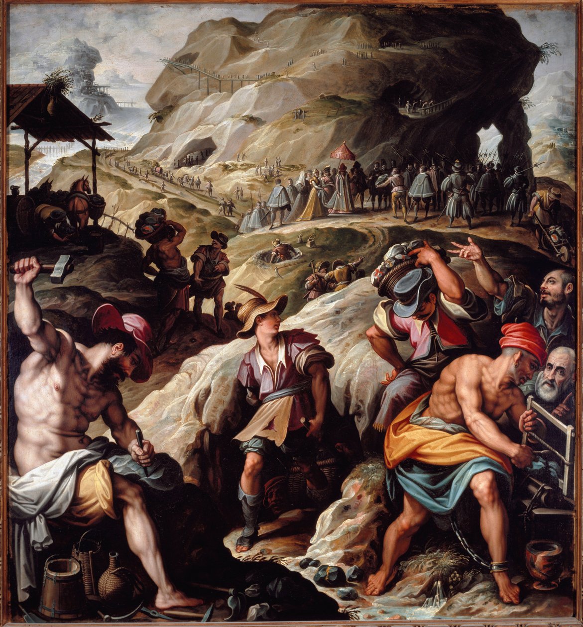 Érc kitermelése a bányából (Festmény alkotó: Jacopo Zucchi