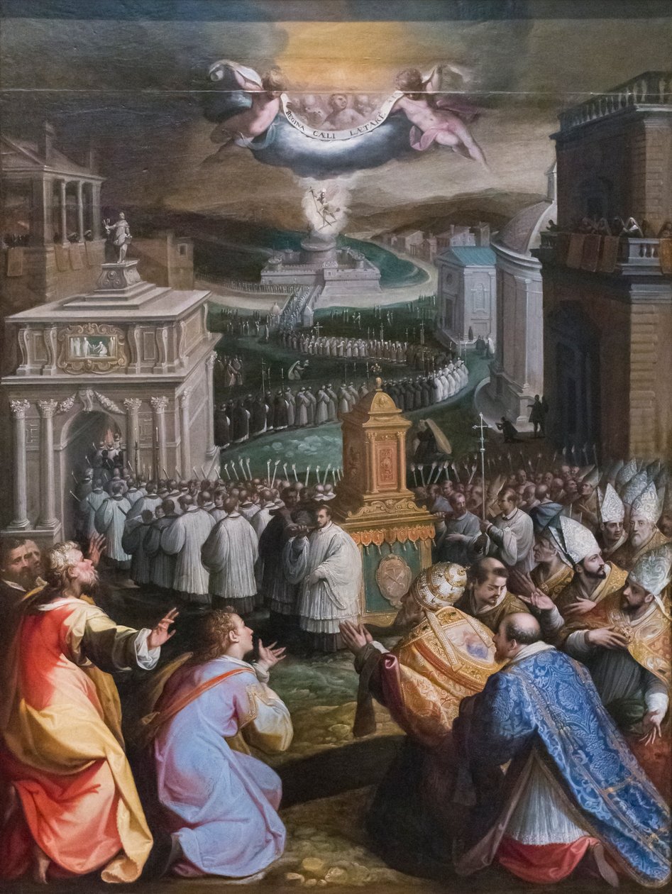 Nagy Szent Gergely körmenet (olaj, vászon) alkotó: Jacopo Zucchi
