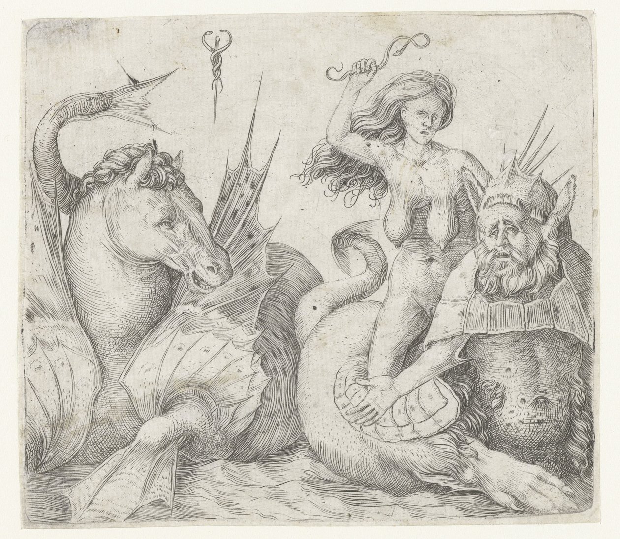 Öregasszony a triton hátán a hippocampus mellett Düh a triton hátán alkotó: Jacopo de