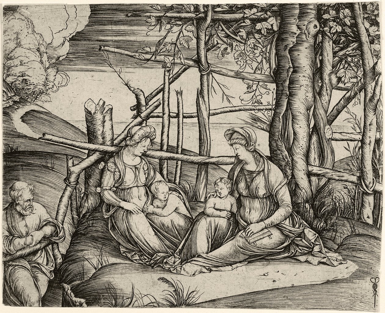 A Szent Család Szenttel. Erzsébet és a Johannesknaben alkotó: Jacopo de Barbari