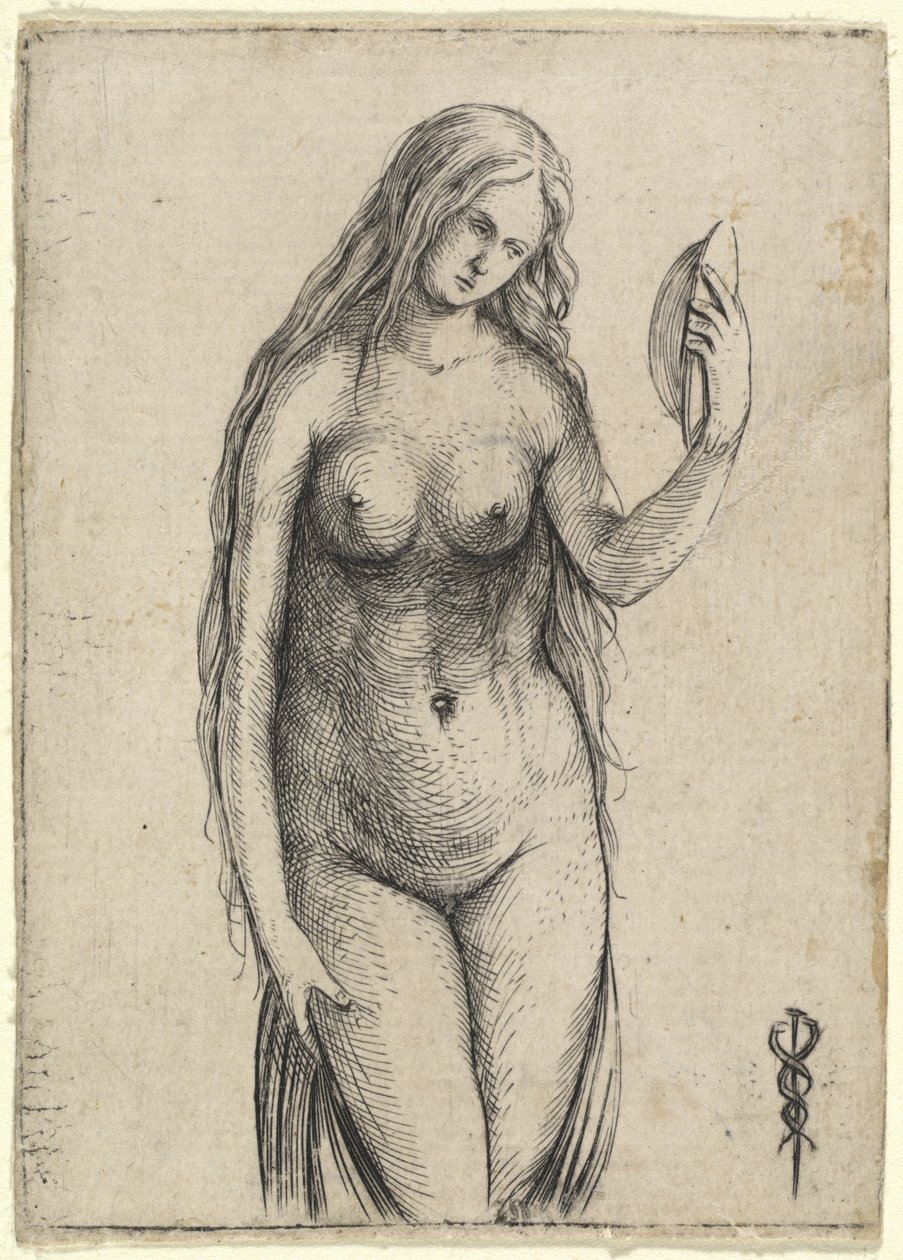 Meztelen nő, kezében egy tükör allegóriája Vanitasról, c. 15031504. alkotó: Jacopo de Barbari