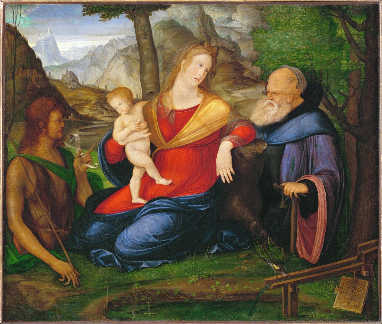 Szűz és gyermeke Keresztelő Szent János és Abbász Szent Antal között ... alkotó: Jacopo de