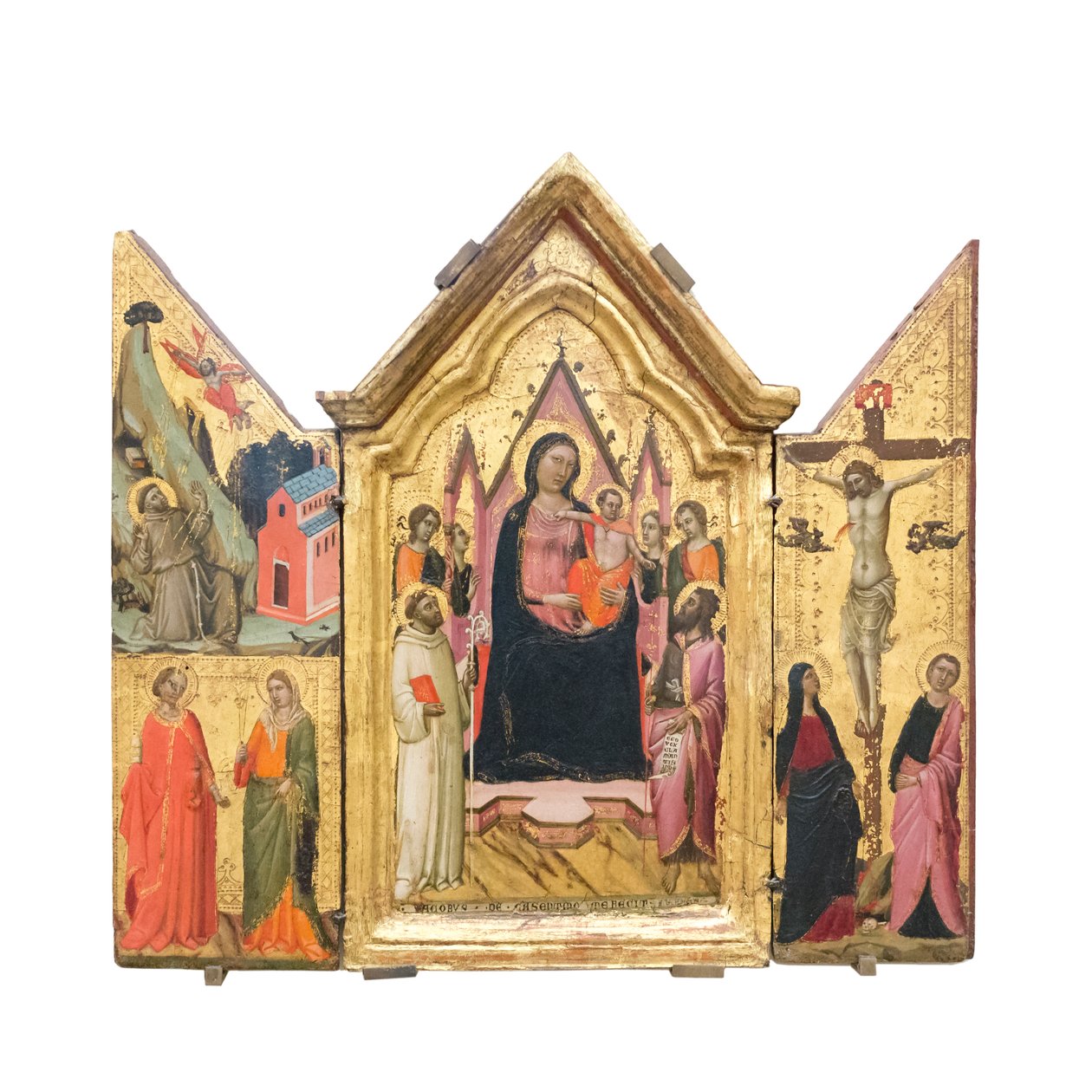 Madonna és gyermek a szentekkel és angyalokkal trónol, 1320-1325 körül (tempera fán) alkotó: Jacopo del Casentino