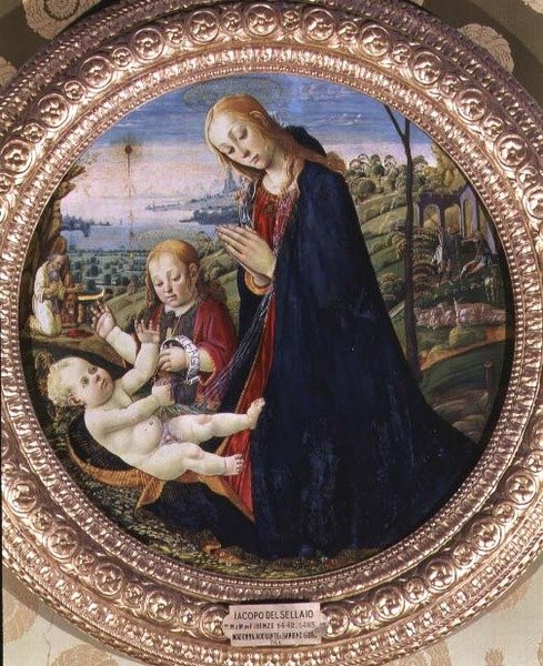 Krisztus Gyermekének imádása (panel) alkotó: Jacopo del Sellaio