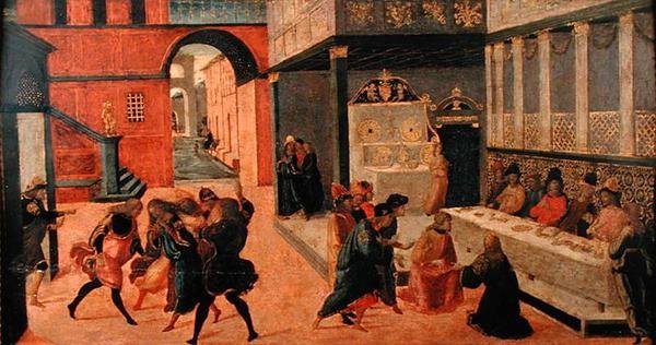 Vasti királynő halála, 1490 után (tempera a panelen) alkotó: Jacopo del Sellaio