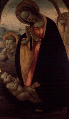 Madonna és gyermeke a csecsemő Keresztelő Jánossal (panel) alkotó: Jacopo del Sellaio