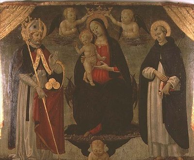 Madonna mellette Szent Miklós és Szent Péter vértanú (panel) alkotó: Jacopo del Sellaio