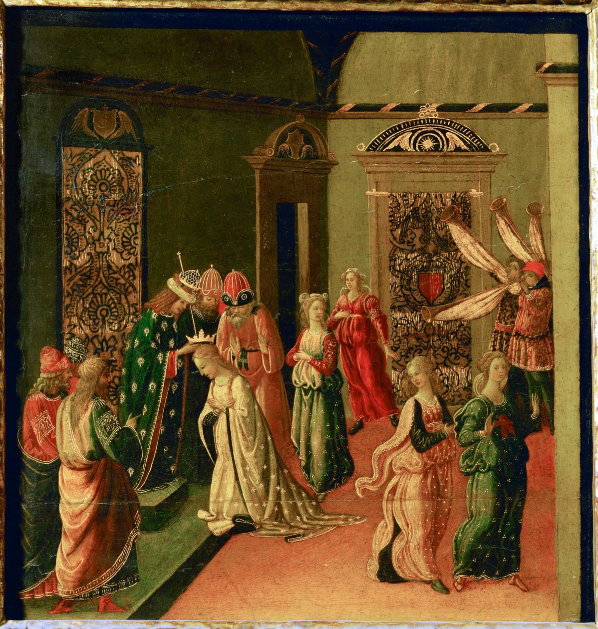 Eszter koronázása Ahasvérus által ... alkotó: Jacopo del Sellaio