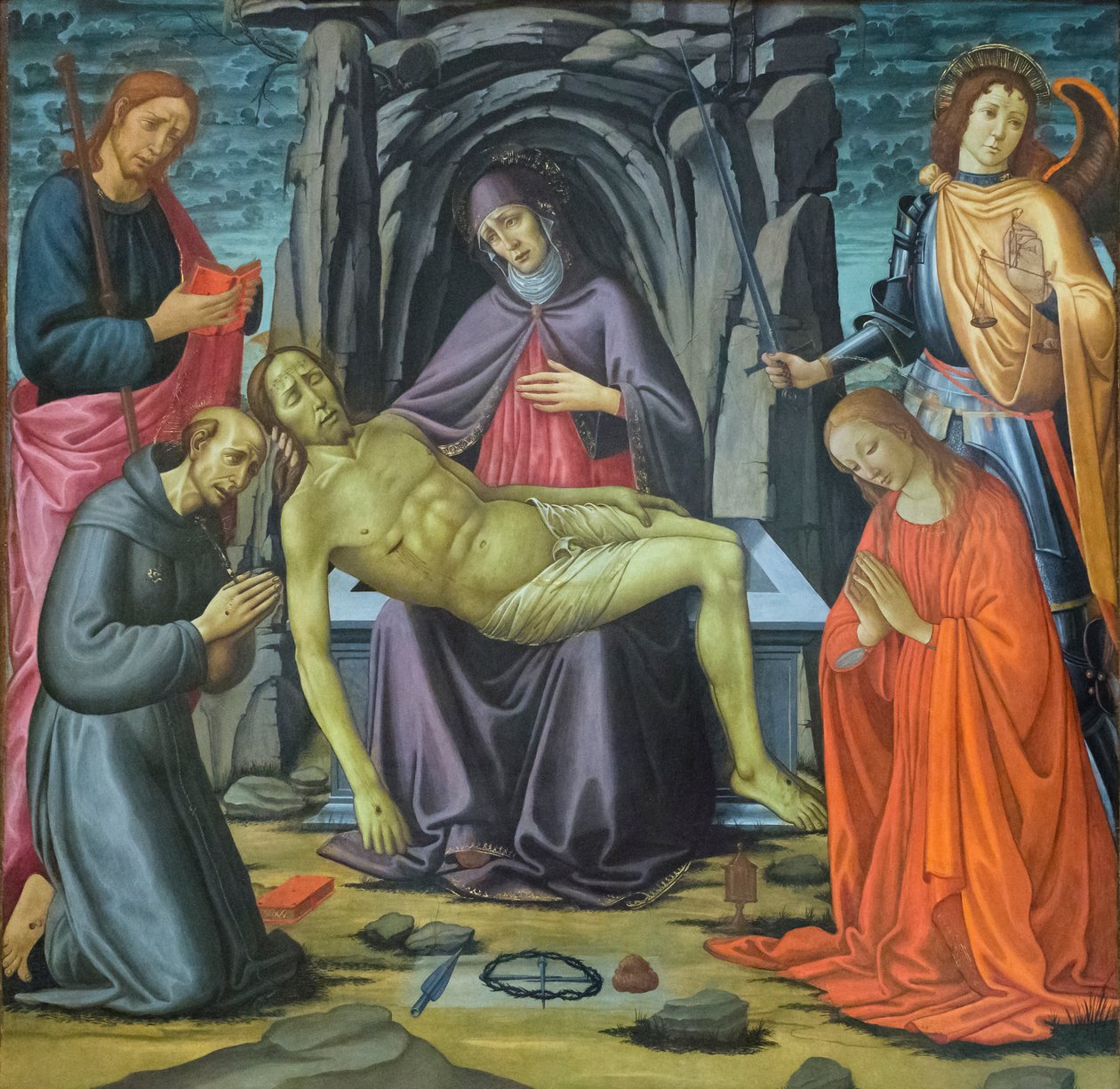 A lerakódás és a szentek alkotó: Jacopo del Sellaio