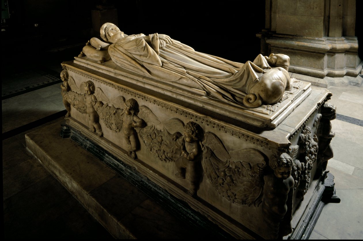 A Savona márki családjának Ilaria del Carretto emlékműve. Részlet. Márvány szobor alkotó: Jacopo della Quercia