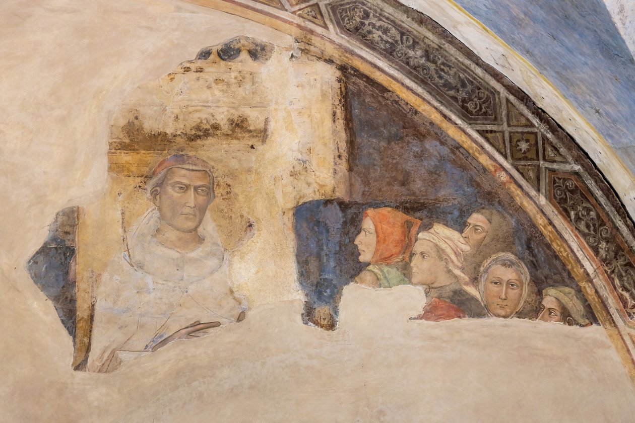 Lunette szent alakjával és öt azonosítatlan figurával (freskó) alkotó: Jacopo di Cione