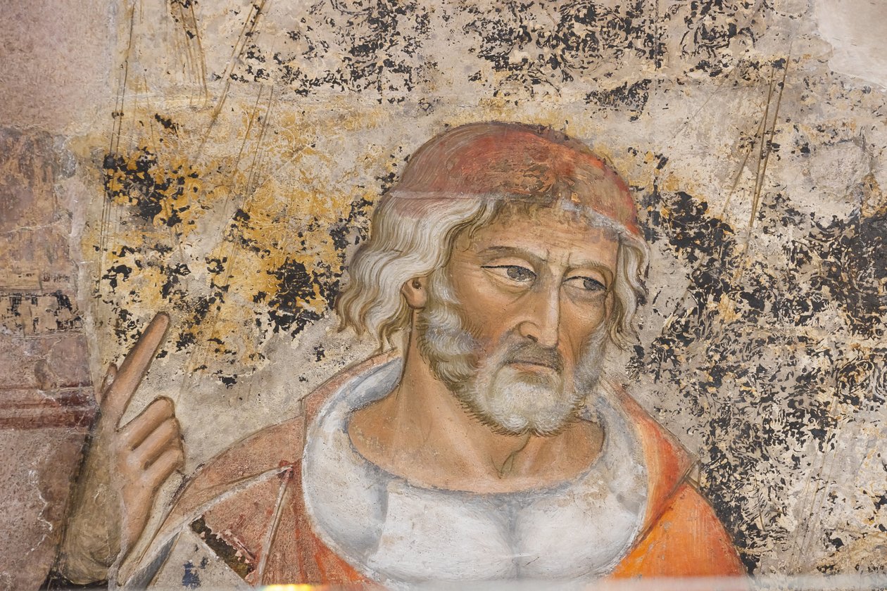 Izokratész vagy Démoszthenész portréja, részlet a retorika allegóriájából (freskó) alkotó: Jacopo di Cione