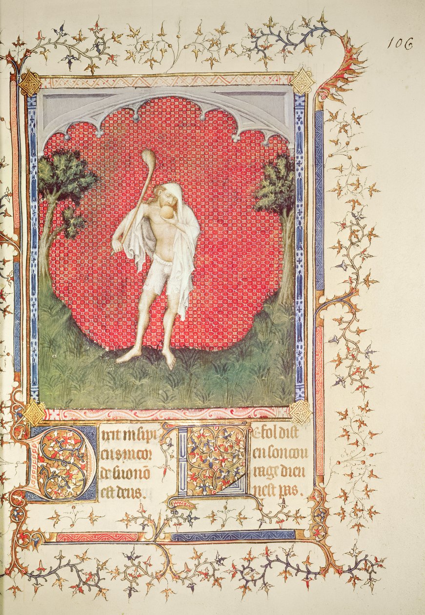 Fr 13091 f.106 A bolond, Jean de Berry zsoltárából, 1386 körül alkotó: Jacquemart de Hesdin