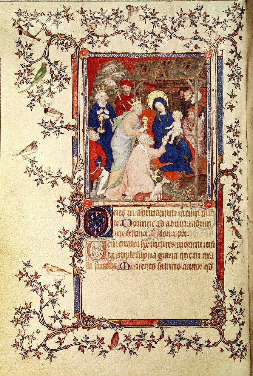 Lat 18014 f.42v A mágusok imádása, Les Petites Heures de Duc de Berry, 1385-90 körül alkotó: Jacquemart de Hesdin
