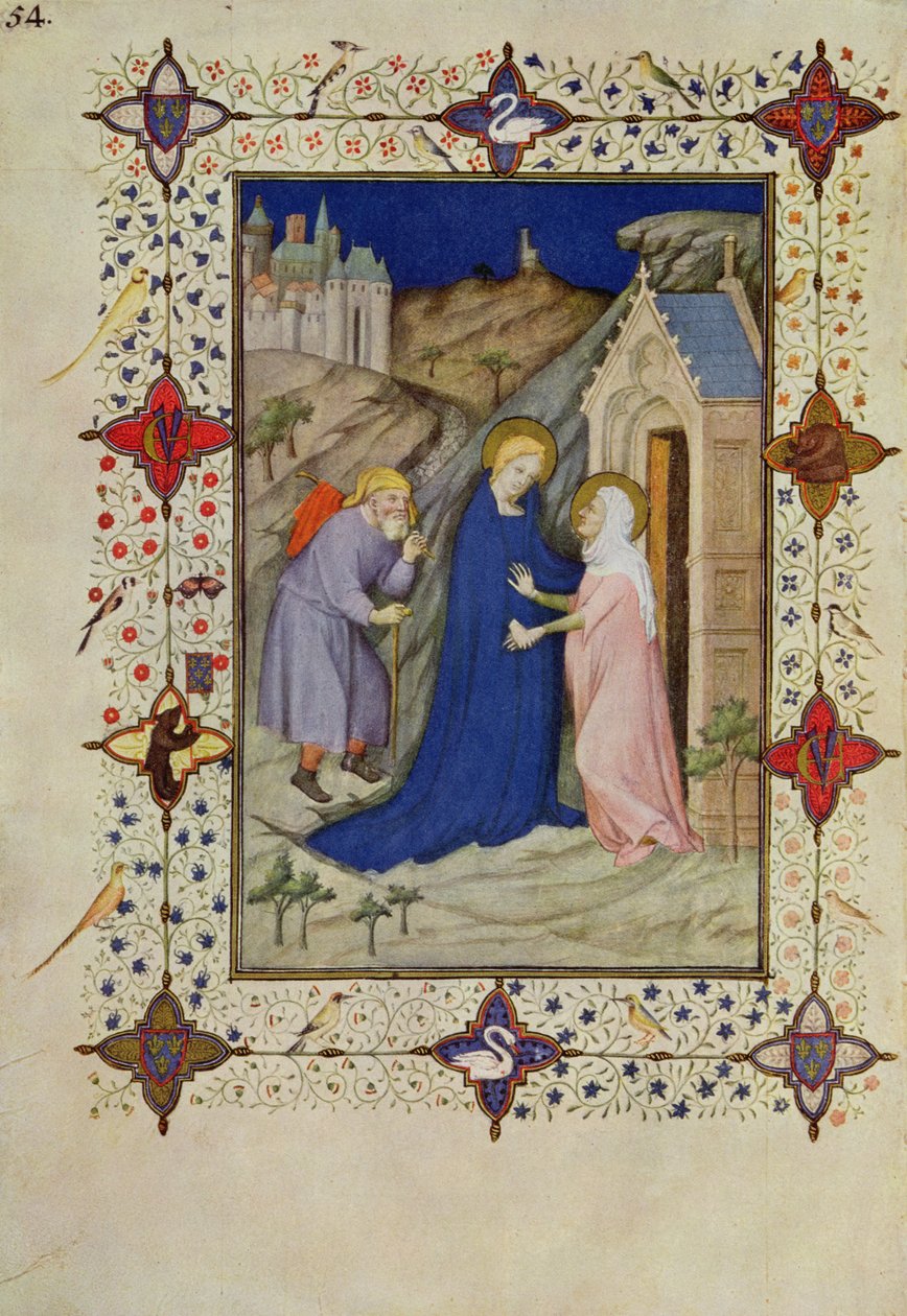 MS 11060-11061 Notre Dame órái: Laudes, The Visitation, a „Tres Riches Heures duc de Berry” alkotó: Jacquemart de Hesdin