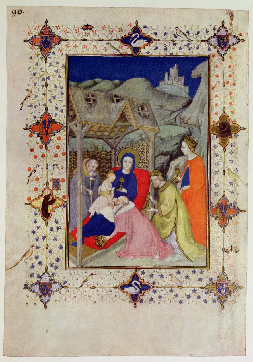 MS 11060-11061 Notre Dame órái: Szext, A mágusok imádása, a "Tres Riches Heures duc de Berry"-ből alkotó: Jacquemart de Hesdin