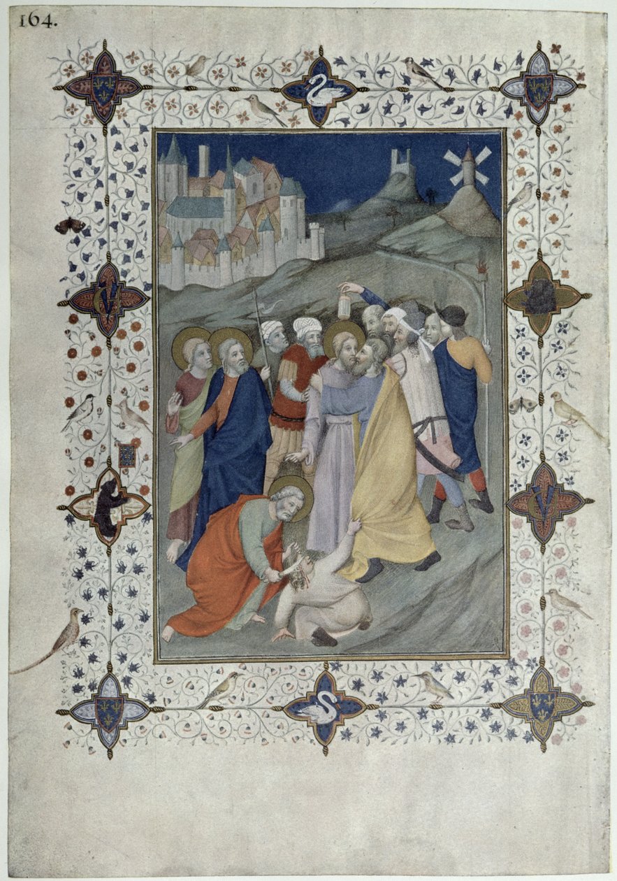 MS 11060-11061 Kereszt órái: Matin és Laudes, Júdás árulása, a „Tres Riches Heures du Duc de Berry”-ből alkotó: Jacquemart de Hesdin