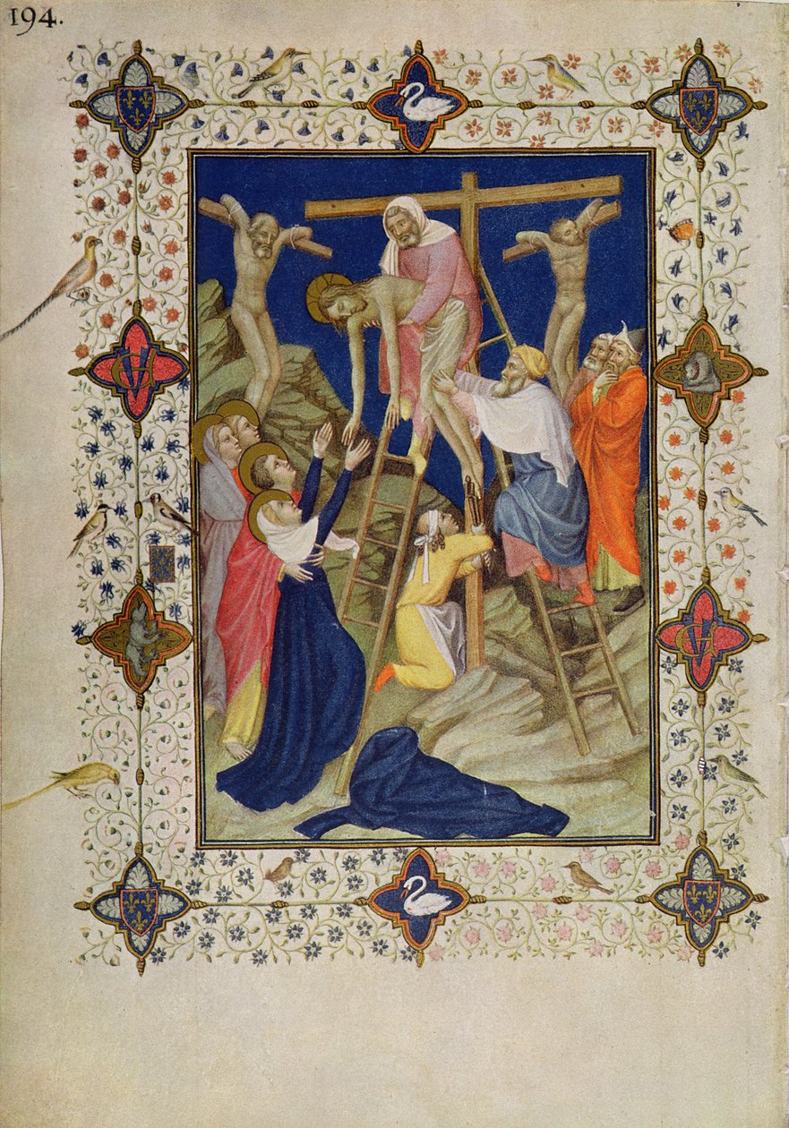 MS 11060-11061 Kereszt órái: vesperás, leszállás a keresztről alkotó: Jacquemart de Hesdin