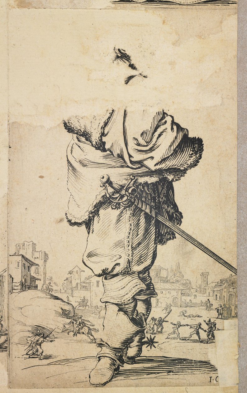 Nemes szőrmelltárcsával, a La Noblesse de Lorraine-ból (verso), c. 1620-23 alkotó: Jacques Callot