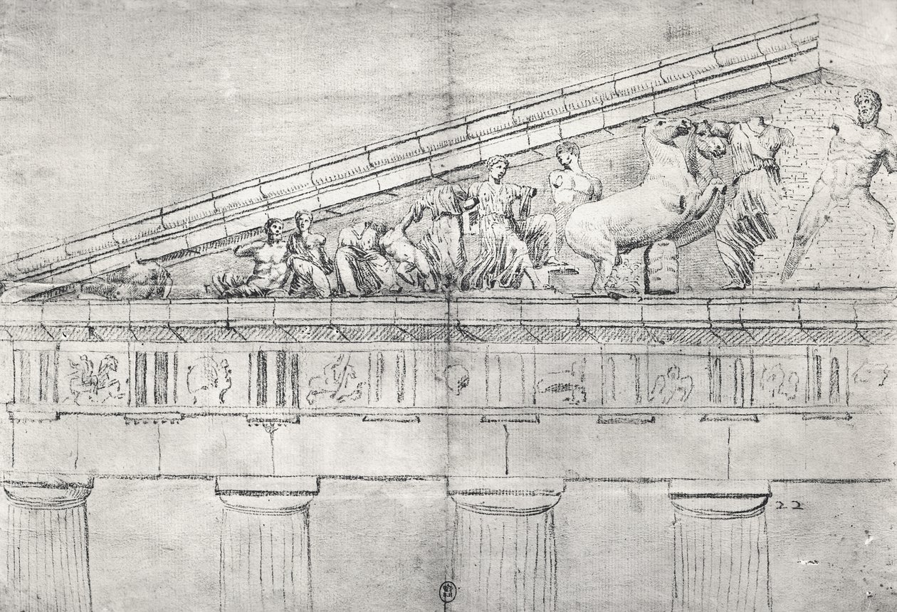 Egy Parthenon oromfalának tanulmányozása alkotó: Jacques Carrey