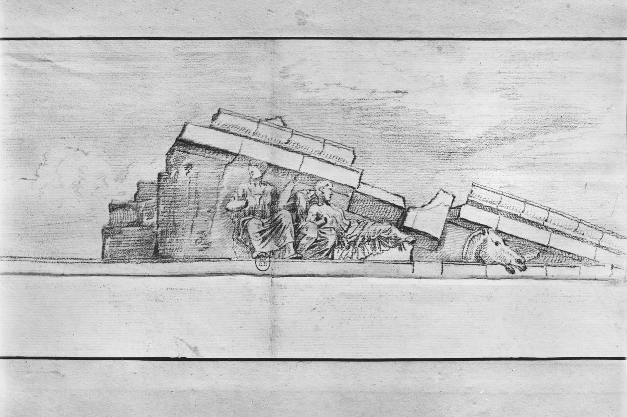 A Parthenon nyugati oromfalának frízének tanulmányozása alkotó: Jacques Carrey