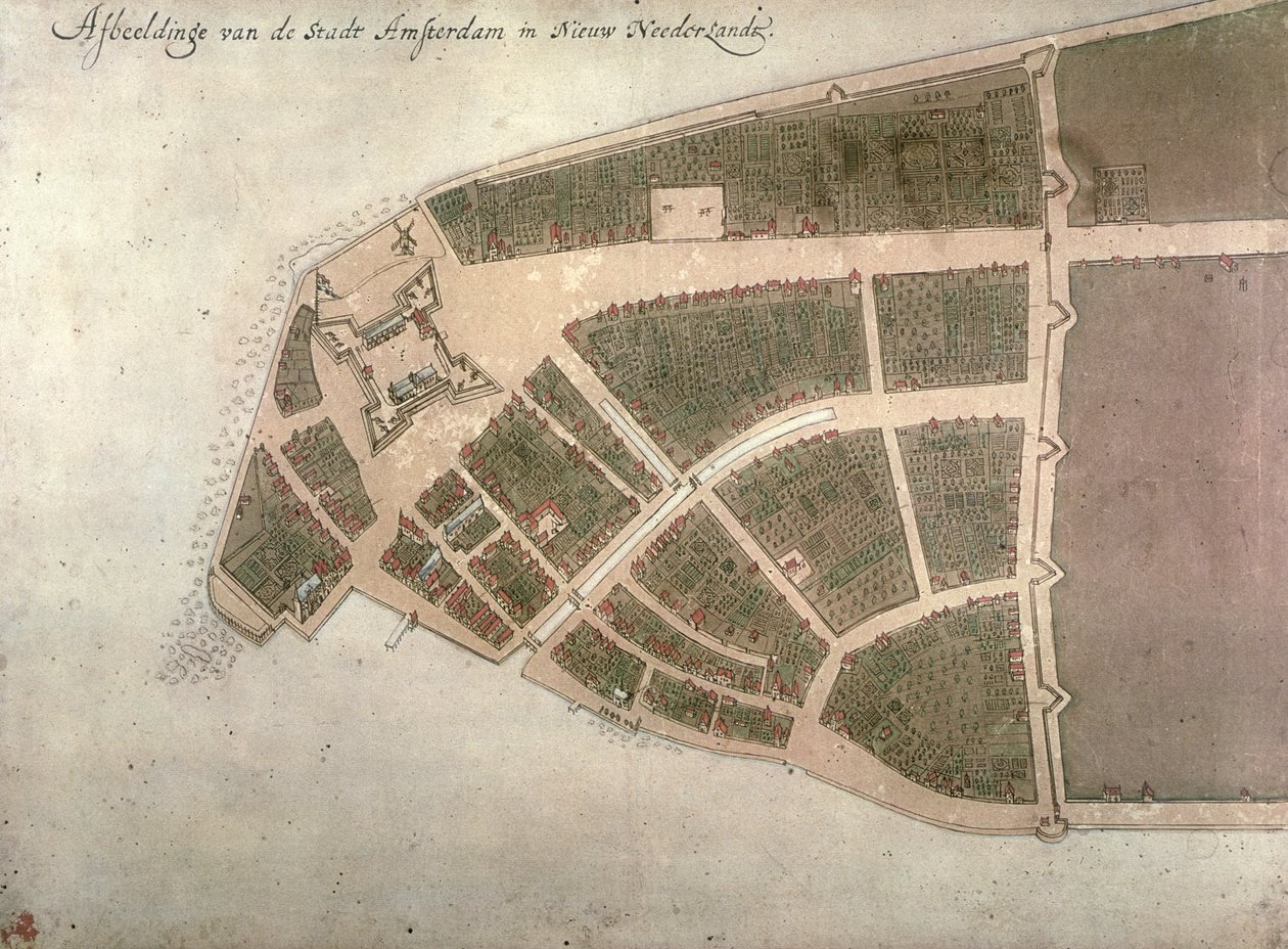 Új Amszterdam látképe, Costello-terv, 1660 alkotó: Jacques Cortelyou