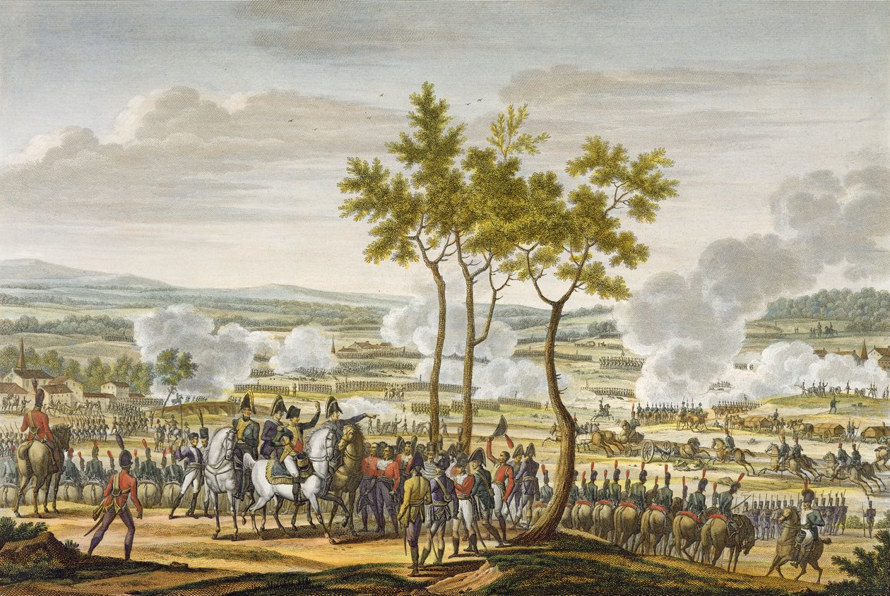 Az abensbergi csata, 1809. április 20., vésette Edme Bovinet (1767-1832) (akvatinta) alkotó: Jacques Francois Joseph Swebach