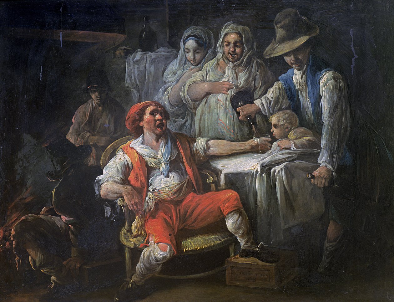 Ivózási jelenet, 1778 (olaj, pala) alkotó: Jacques Gamelin