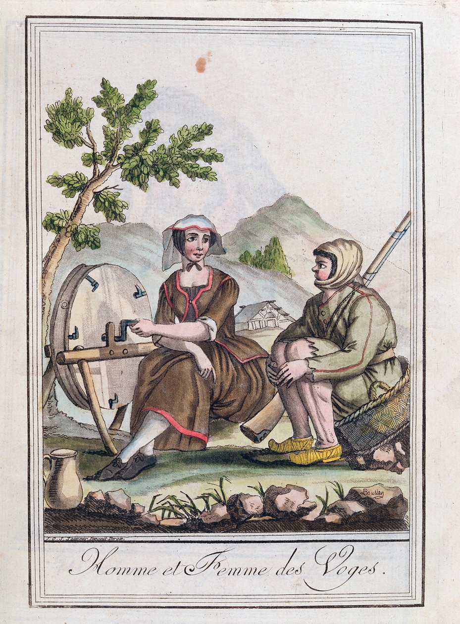 Egy férfi és nő a Vogézekből, az Encyclopedie des Voyages-ből, 1796 alkotó: Jacques Grasset de Saint Sauveur