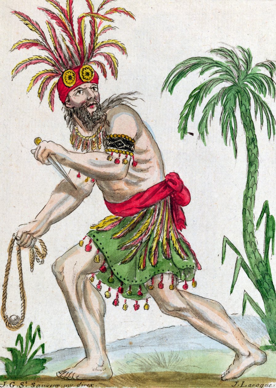 Egy vadember a Marquesas-szigetekről, az „Encylopedie des Voyages”-ből, J. Laroque metszete, 1796 alkotó: Jacques Grasset de Saint Sauveur