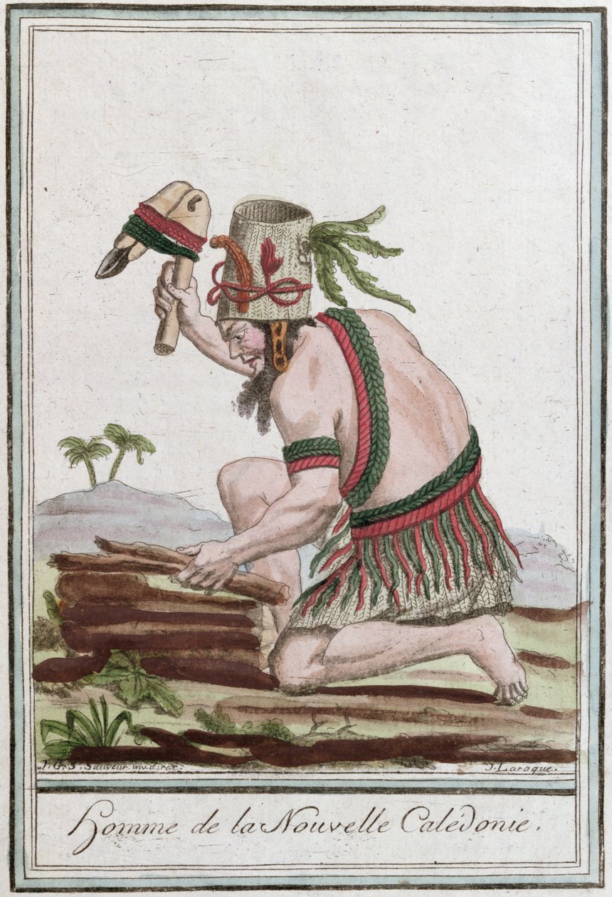 Új-Kaledónia szülötte, J. Laroque metszete, 1796 alkotó: Jacques Grasset de Saint Sauveur