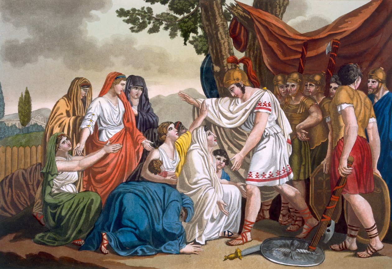 Coriolanus és anyja, Volumnia, illusztráció a „L