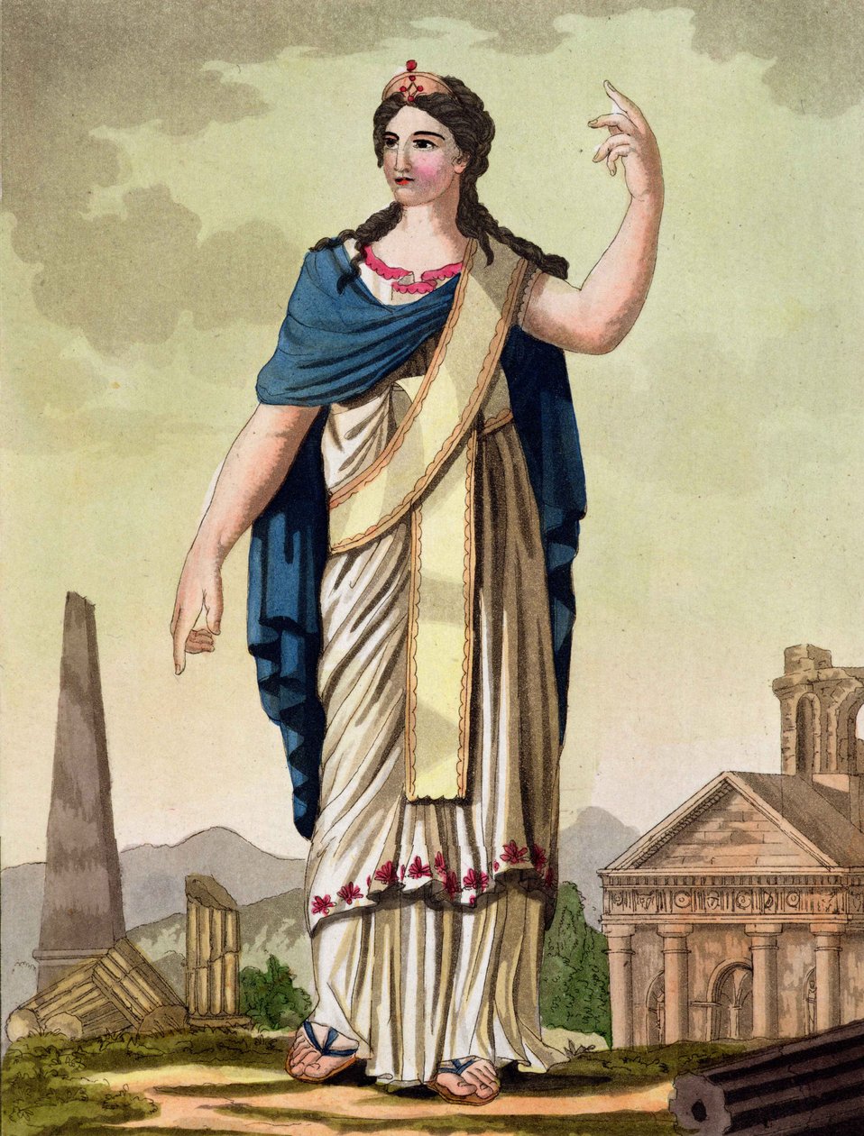 Patrícius nő, 26. sz. az "Antik Róma"-ból, Labrousse metszete, megjelent 1796-ban. alkotó: Jacques Grasset de Saint Sauveur