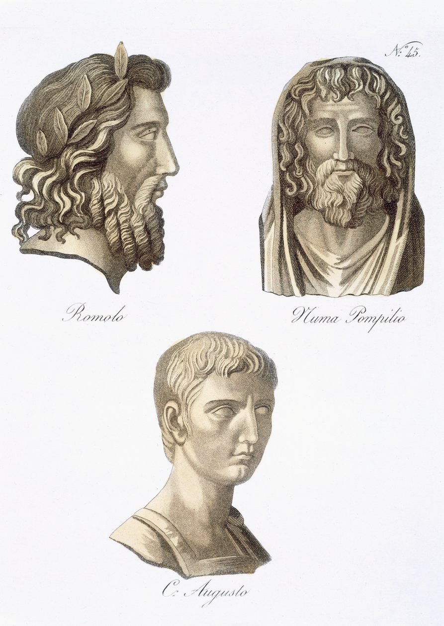 Romulus, Numa Pompilius és Augustus a 
