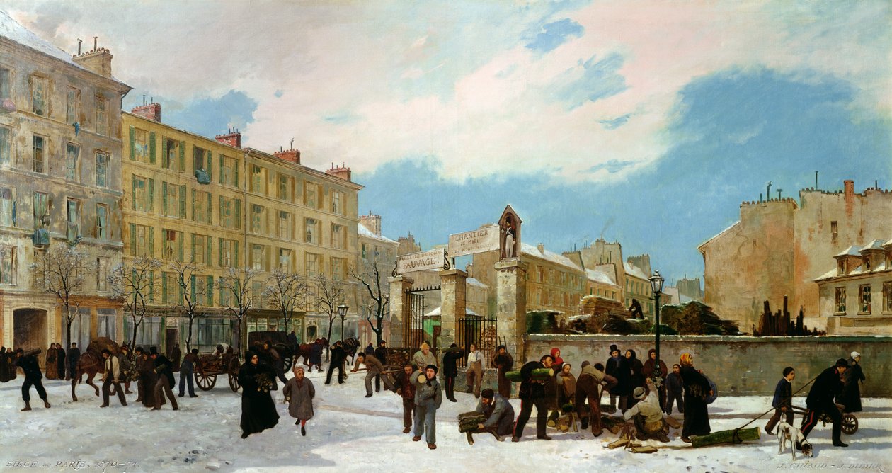 Párizs ostroma. Tűzifa udvar, Boulevard de Montparnasse, 1871. január alkotó: Jacques Guiaud