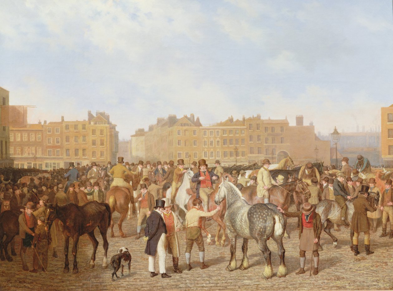 Old Smithfield Market, London, 1824 alkotó: Jacques Laurent Agasse