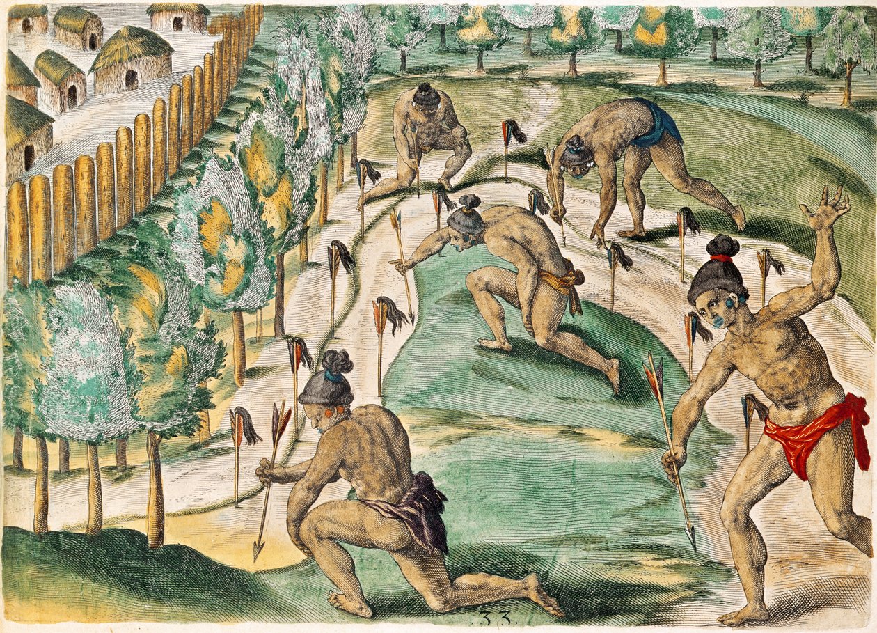 A háború meghirdetésének módszere, a „Brevis Narratio...”-ból, Theodore de Bry (1528-98) metszete, 1591 alkotó: Jacques Le Moyne