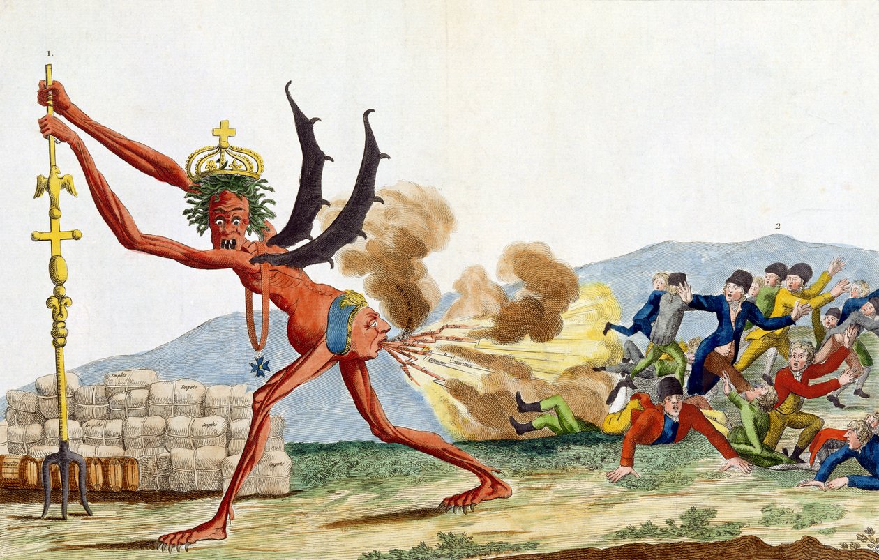 Az angol kormány karikatúrája, 1793 (színes rézkarc) alkotó: Jacques Louis David