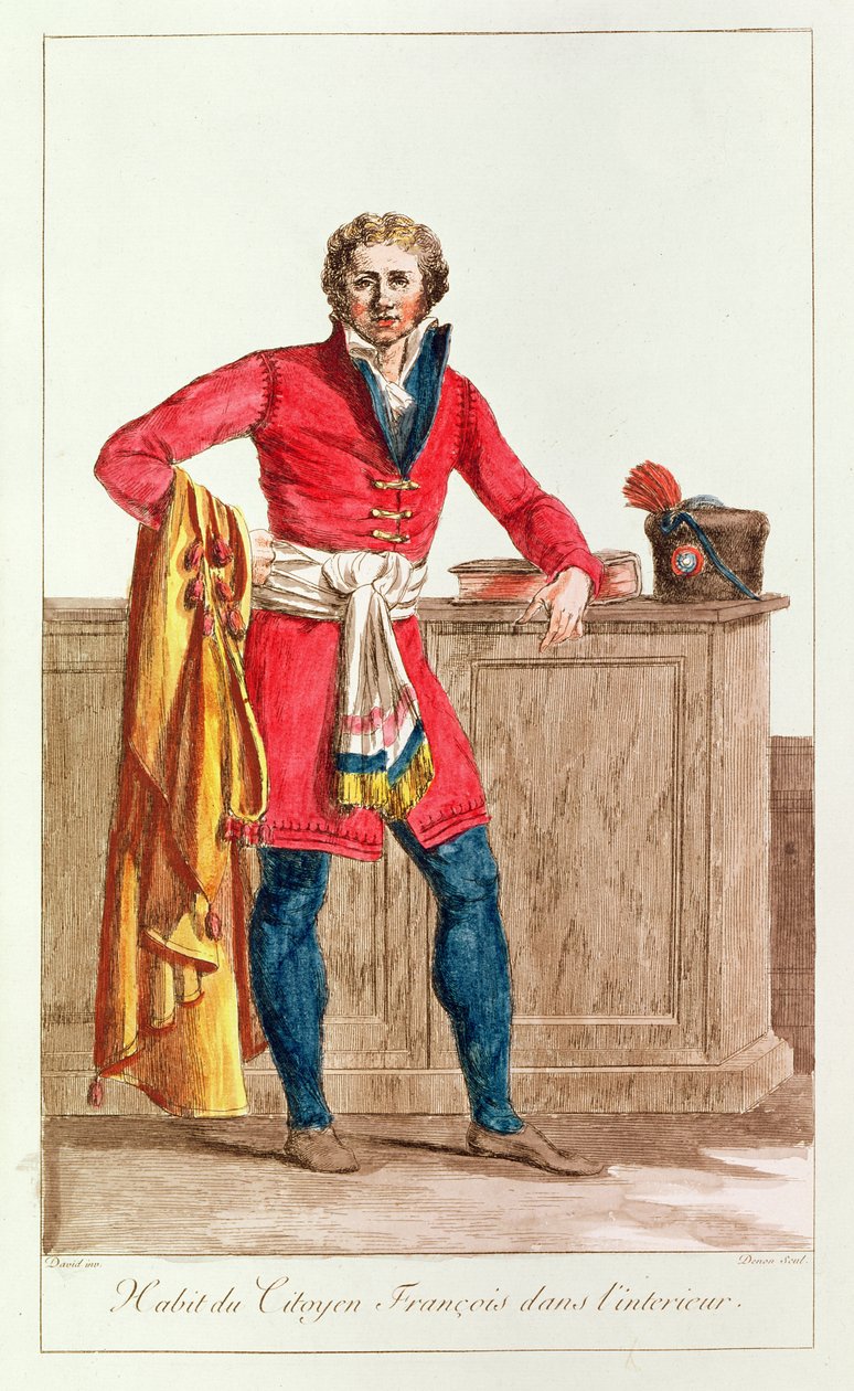 Polgári jelmez francia állampolgárnak beltérre, Vivant Dominique Denon gravírozásával alkotó: Jacques Louis David