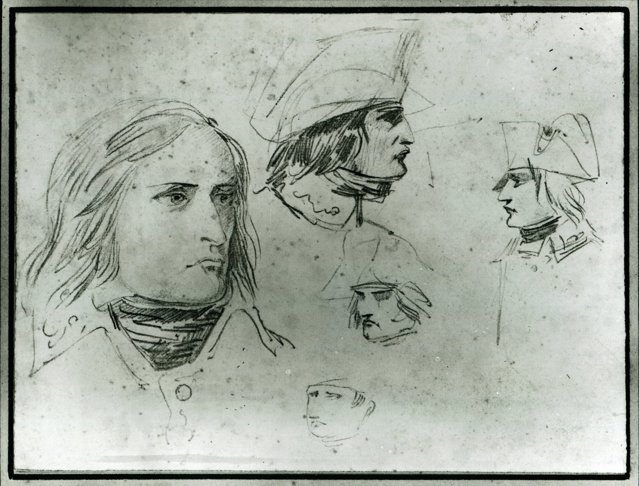 Vázlatok Bonaparte Napóleonról, 1797 (ceruza) alkotó: Jacques Louis David