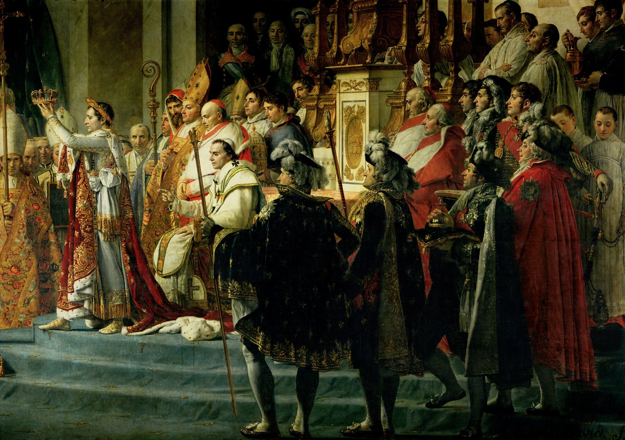 Napóleon császár (1769-1821) felszentelése és Josephine császárné (1763-1814) megkoronázása VII. Pius pápa (1742-1823) által 1807. december 2-án, 1804. december 2-án (18412-es részlet) alkotó: Jacques Louis David