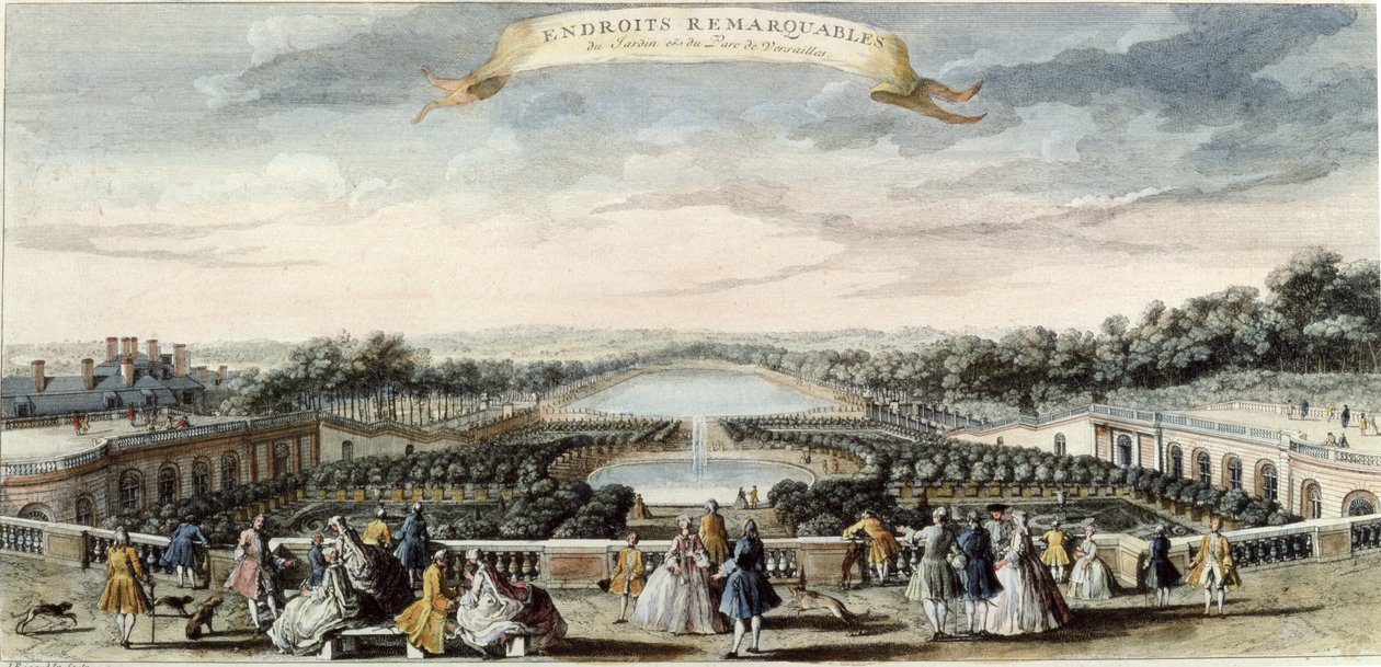 Az Orangerie és a versailles-i Grand Canal látképe alkotó: Jacques Rigaud