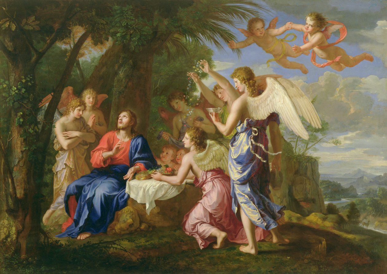 Krisztus, akit az angyalok szolgálnak, 1650 körül alkotó: Jacques Stella