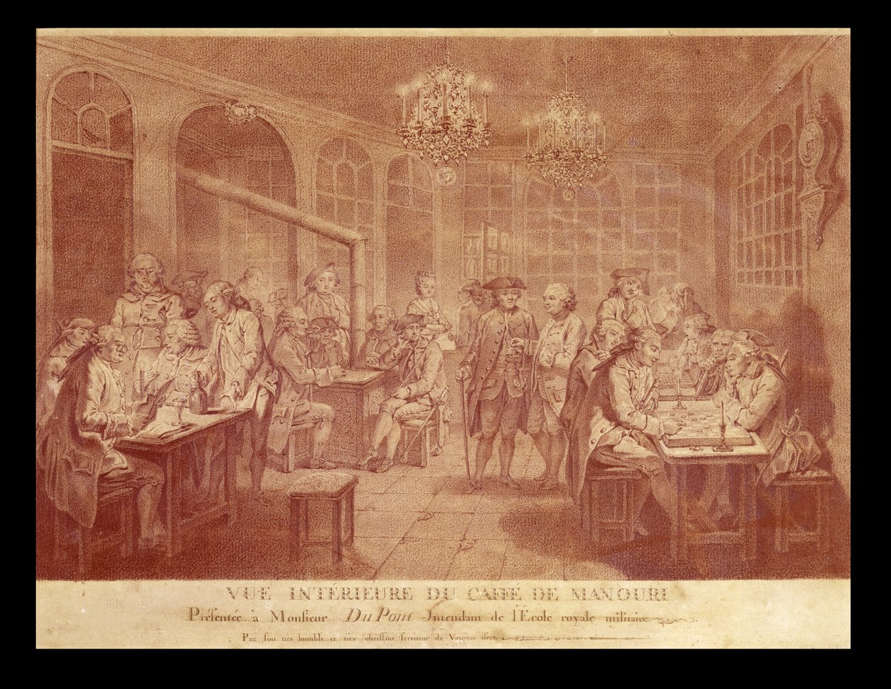 A Manouri kávézó belseje, 1775 körül (piros kréta papíron) alkotó: Jacques Treton de Vaujas
