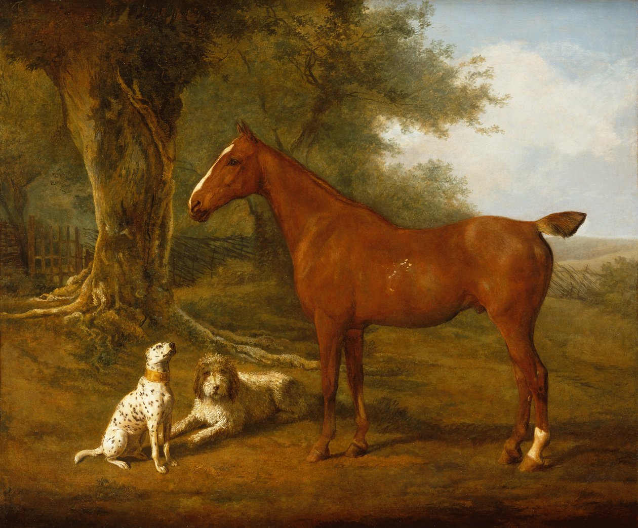 Gesztenyevadász briarddal és dalmáttal (olaj) alkotó: Jacques Laurent Agasse